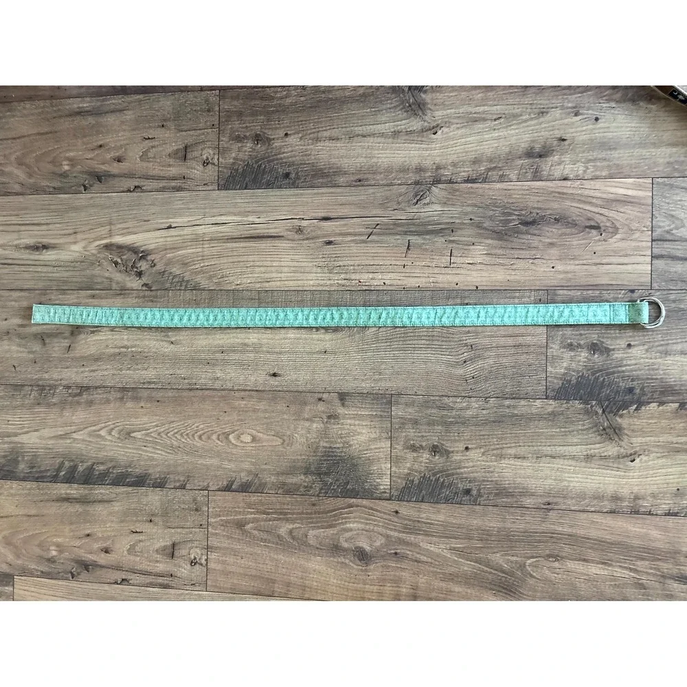 Vineyard Vines Mens Large Green Palm Tree Double D Ring Coastal Waist Belt